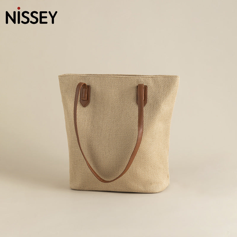 Linen Woven Large Capacity Straw Seaside Shoulder Bags