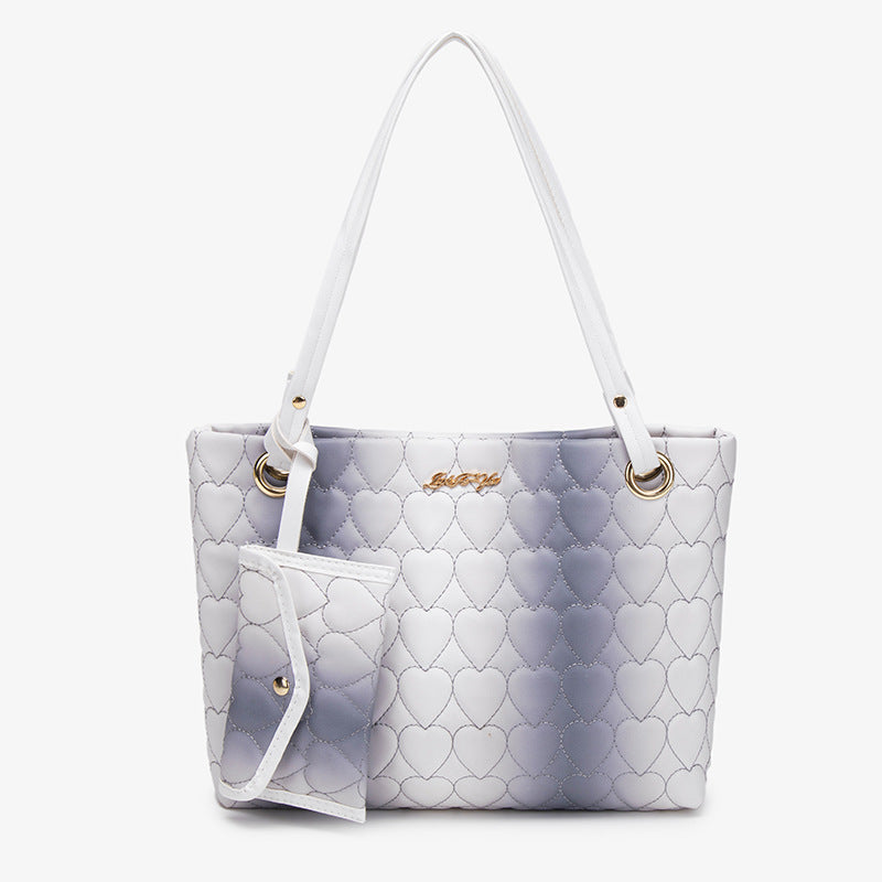 Rainbow Gradient Love Embroidered Affordable Luxury Fashion Two-piece Women's Shoulder Bag