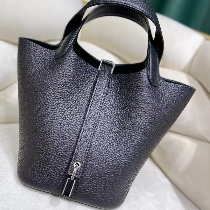 Women's Genuine Leather Vegetable Basket Bride Litchi Grain Bags