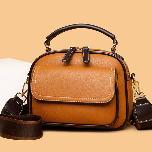 Women's Box Doctor Leather Pattern Versatile Contrast Color Bags