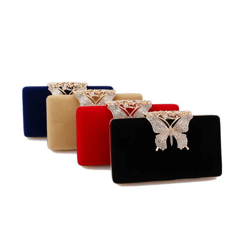 Women's Diamond Dinner Bow High-grade Veet Banquet Evening Bags