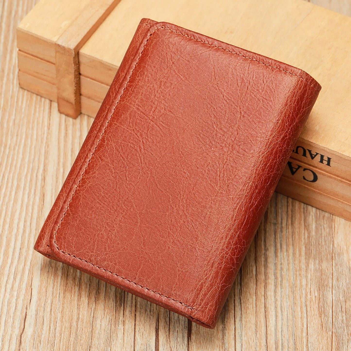 Men's First Layer Cowhide Swiping Short Horizontal Genuine Men's Wallets
