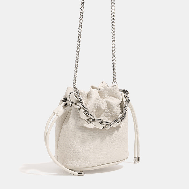 Women's Chain Lychee Pattern Fashion Niche High-grade Soft Bucket Bags