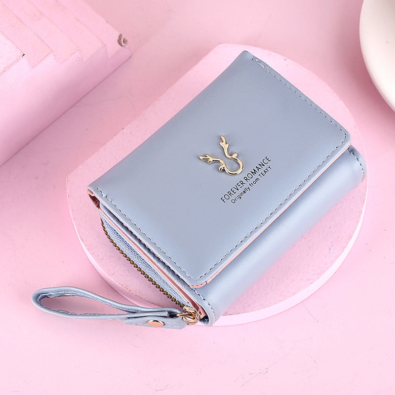 Women's Short Leather Mini Zipper Cartoon Ladies Wallet