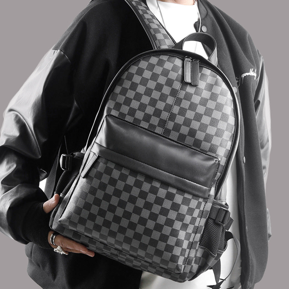 Men's Business Trends Checked Commuter Computer Large Backpacks
