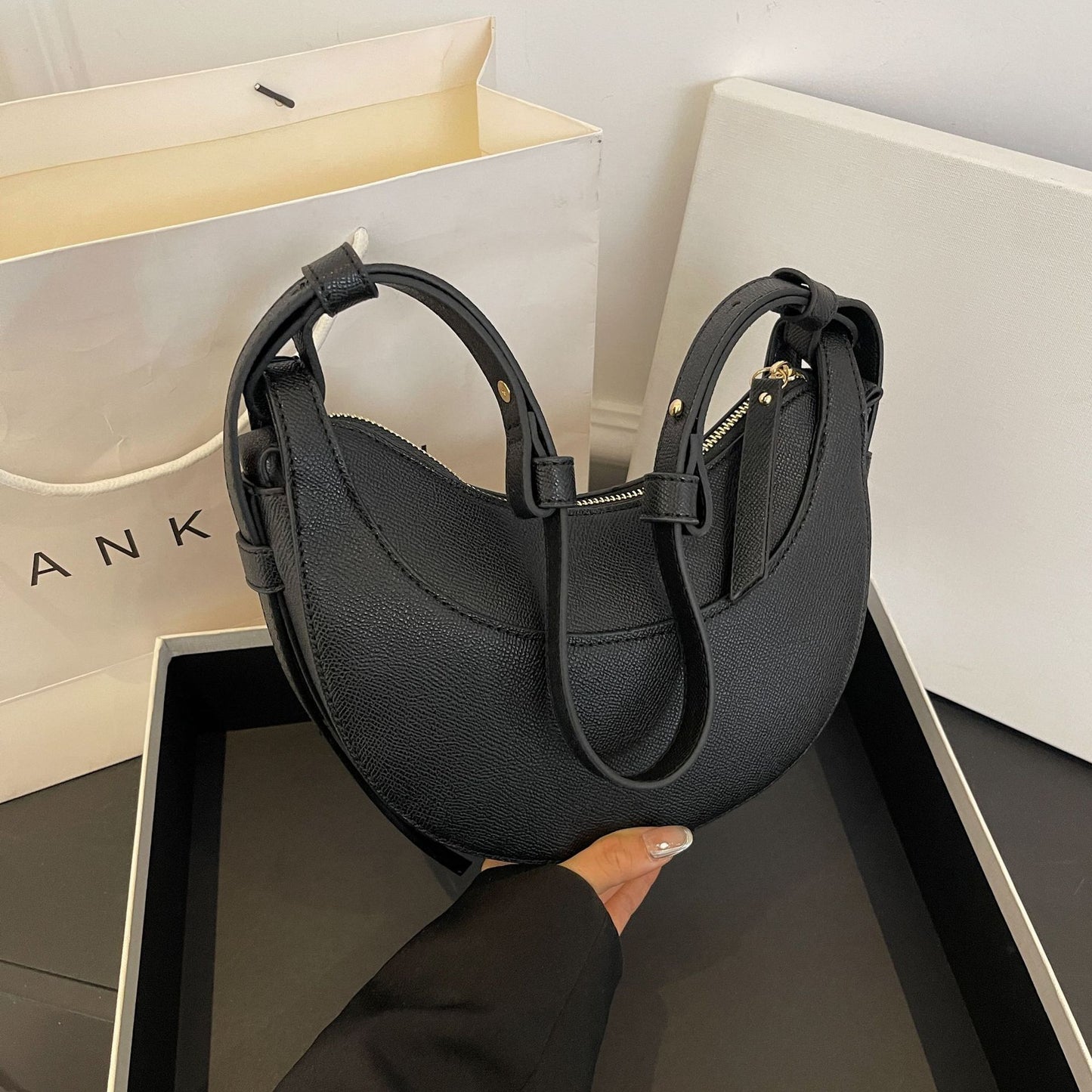 French Moon Light Luxury Underarm Stitching Shoulder Bags