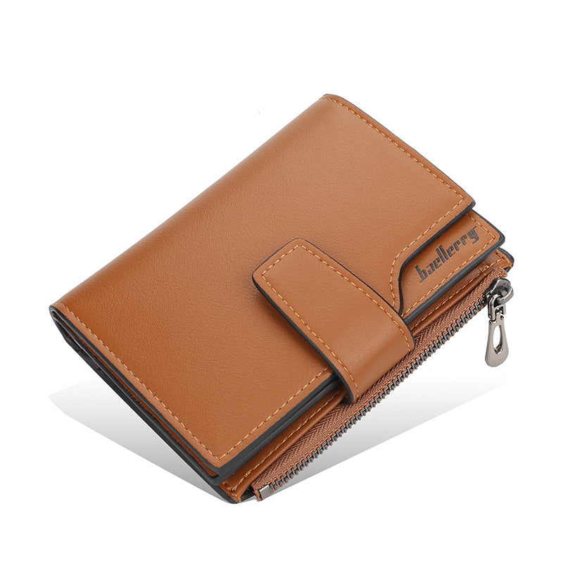 Women's Leather Short Korean Style Multiple Slots Zipper Hasp Ladies Wallet
