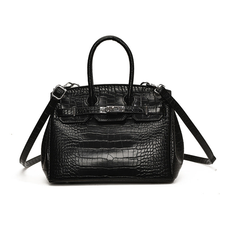 Women's High-grade Crocodile Pattern Portable Platinum Practical Tote Bags