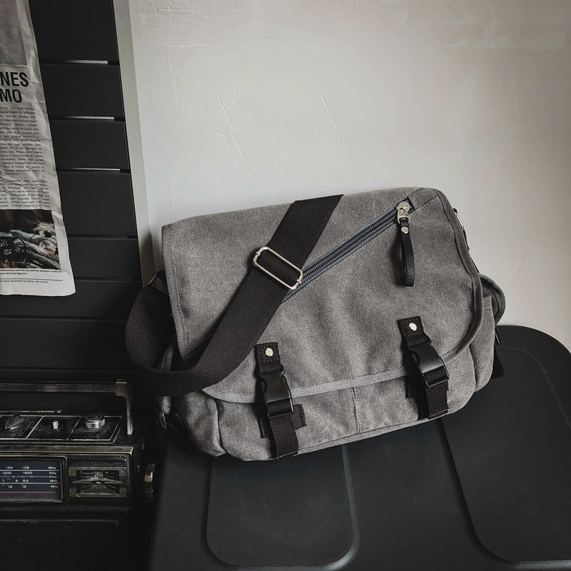 Men's Large Capacity Washed Canvas Trendy Cool Bags