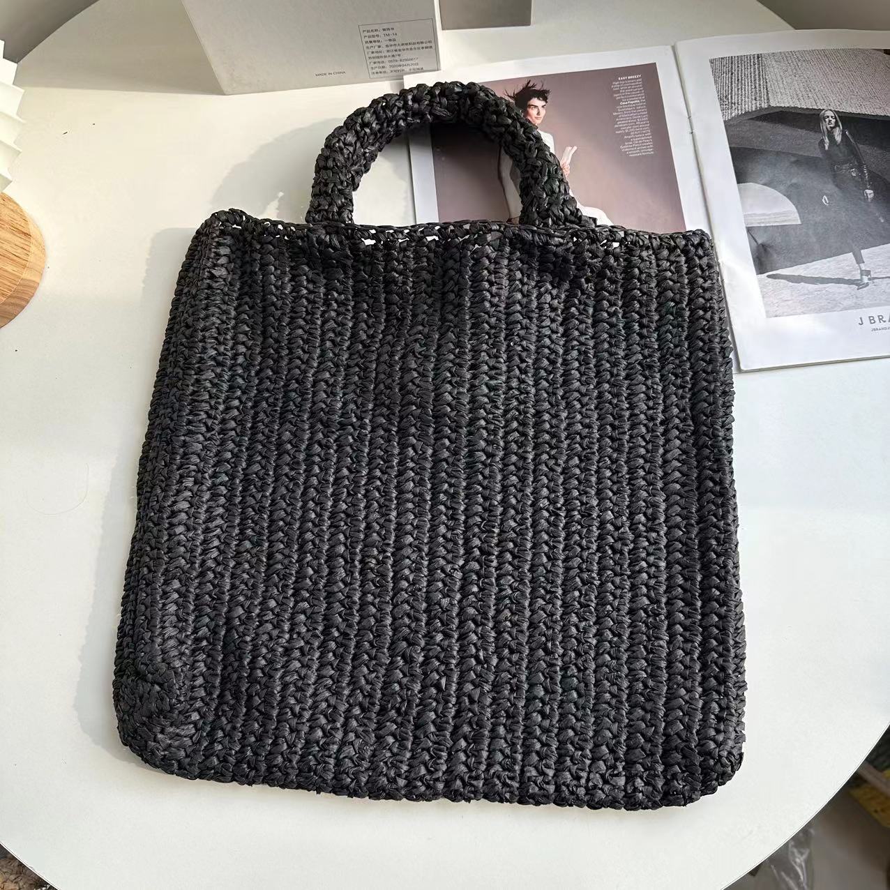 French Handmade Knitted Hand Portable Beach Handbags