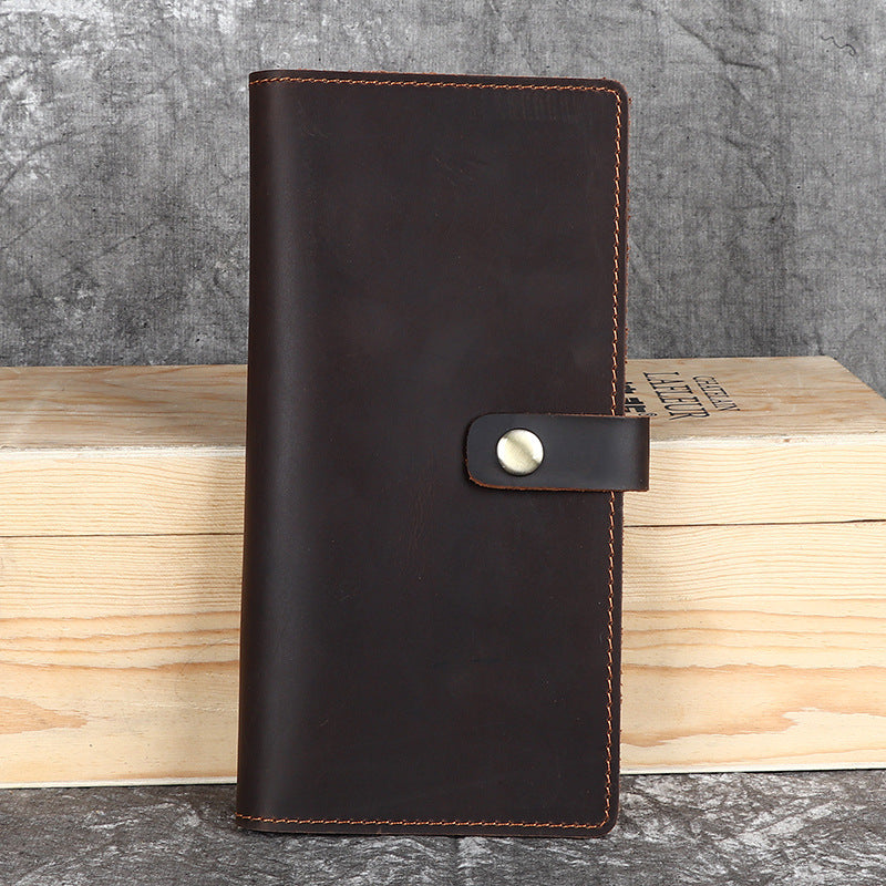 Men's Crazy Horse Leather Long First Layer Cowhide Retro Men's Wallet