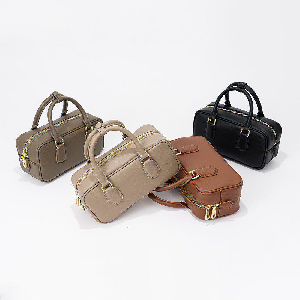 Women's Vintage Boston Bowling Genuine Leather High Handbags