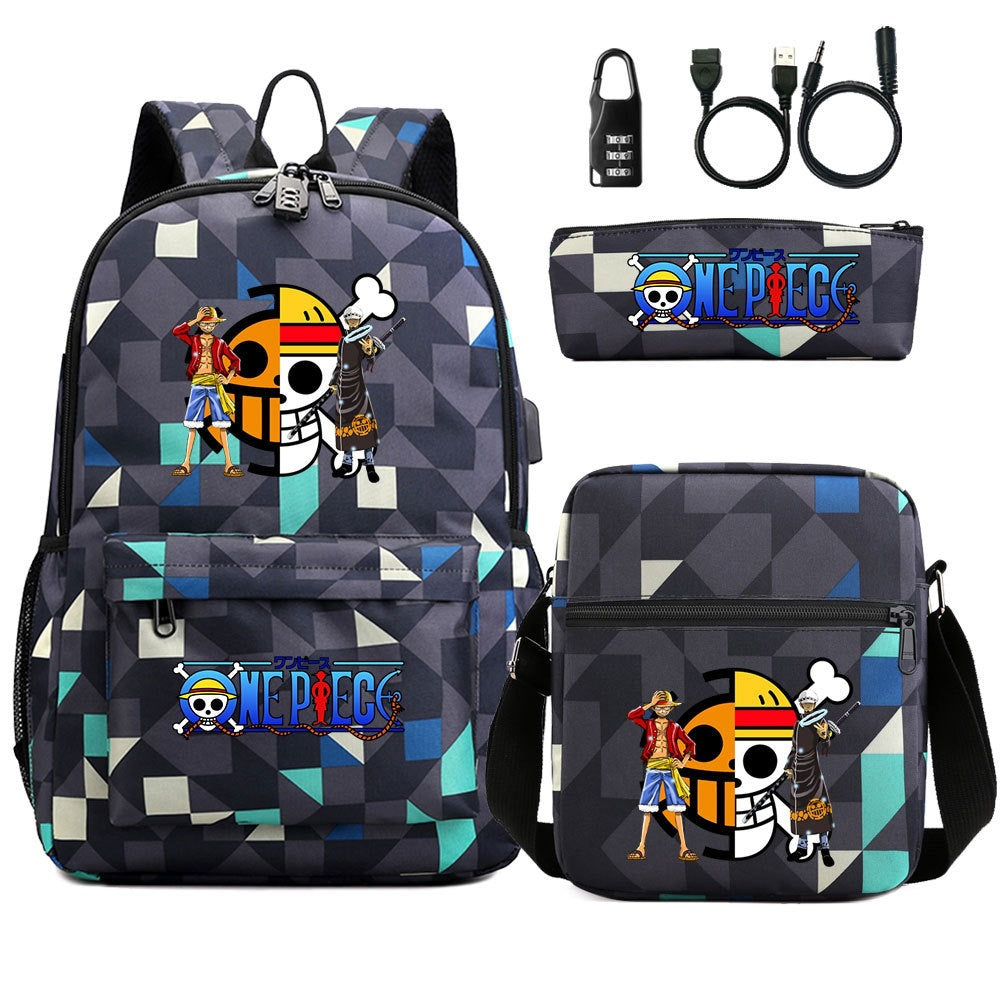 Women's & Men's & Cartoon One Piece Password Pencil Middle School Students' Schoolbags