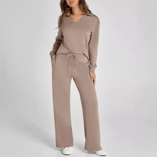 With Drawstring Design Elastic Waist Flared Suits