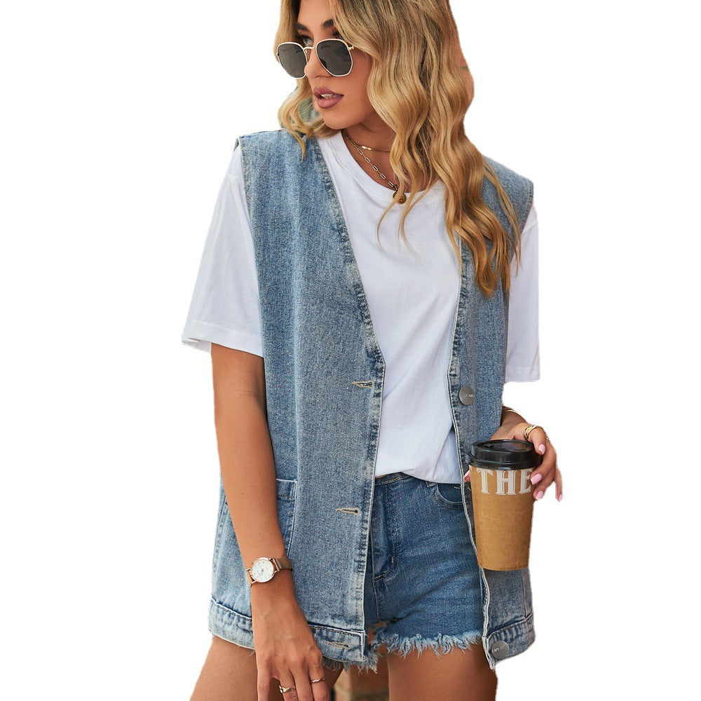 Cool Classy Denim Waistcoat Trendy Sleeveless Vests