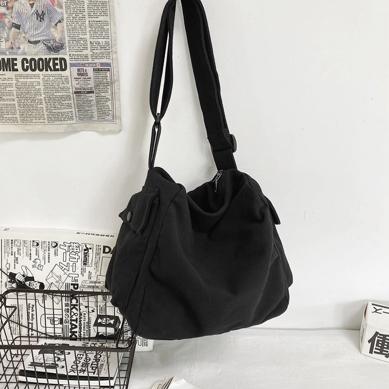 Style Canvas Korean Literary Male Solid Women's Messenger Bag