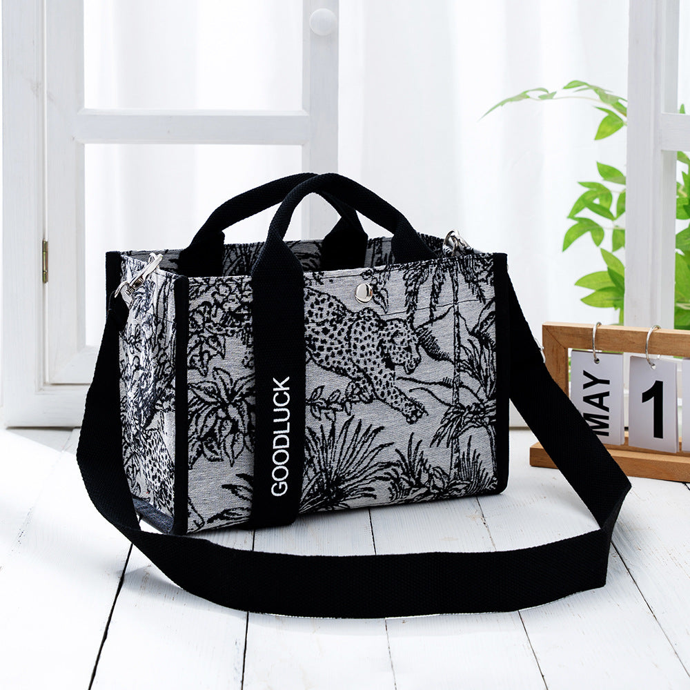 Women's Portable Waterproof Film Canvas Striped Handbags