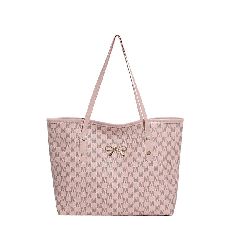 Simple Printed Letters Fashion Large Capacity Bowknot Commuter Women's Shoulder Bag