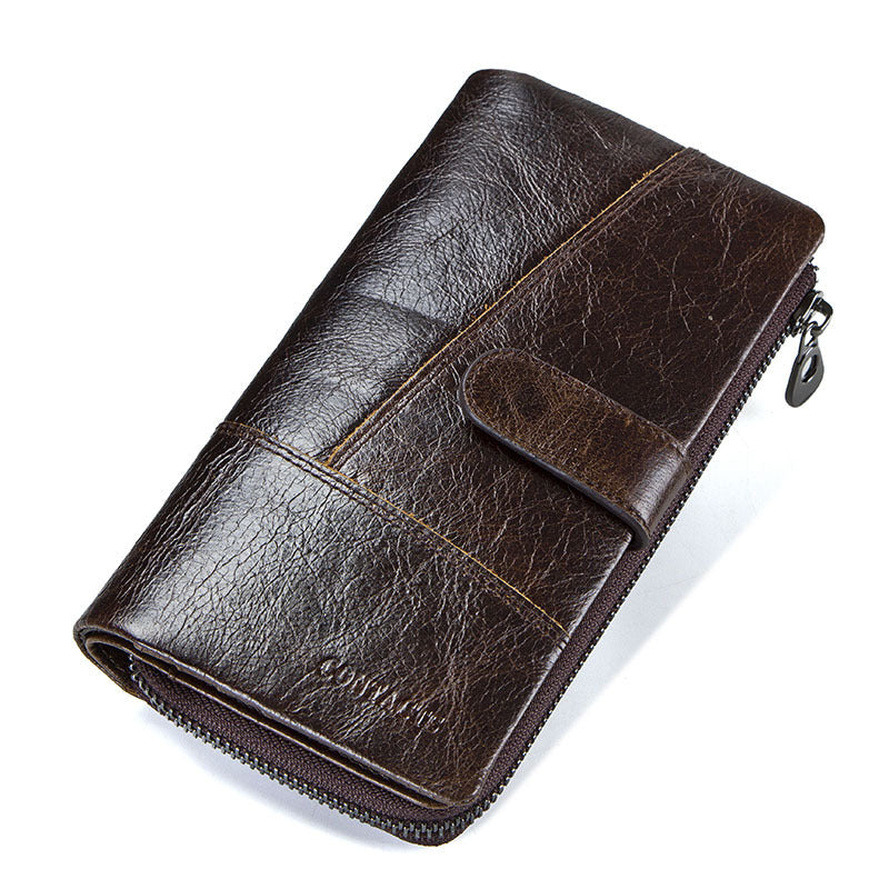 Men's Black Angel First Layer Cowhide Long Men's Wallet