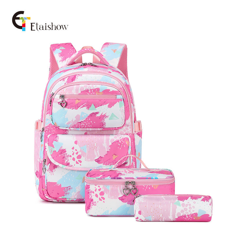 Printed Three-piece Set Clear Sweet Fashion Elementary School Students' Schoolbags