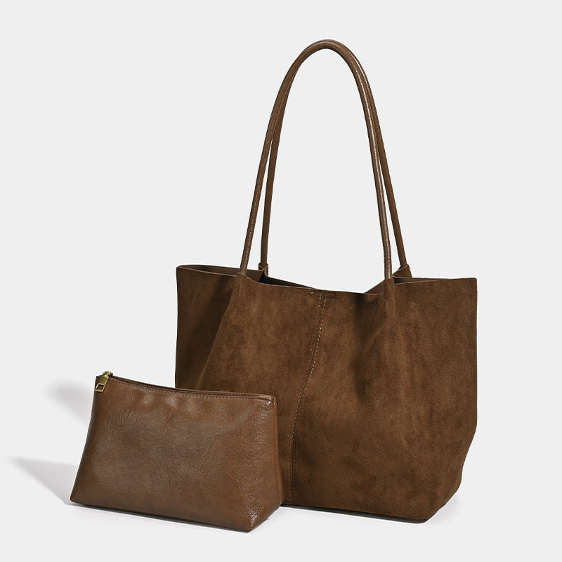 Fashion Large Capacity Vintage Suede Leisure Commute Women's Shoulder Bag