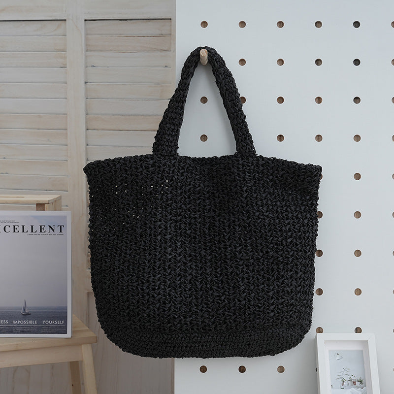 Vertical Stripes Hand-woven Letter Embroidery Fashion Woven Women's Shoulder Bag