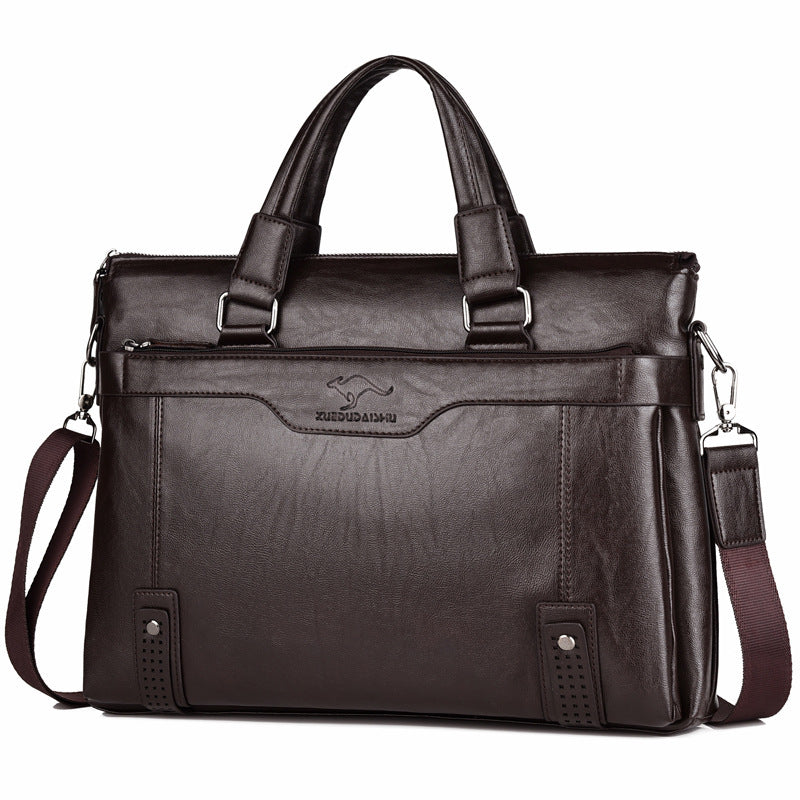 Men's Comfortable Soft Leather Horizontal Computer Handbags