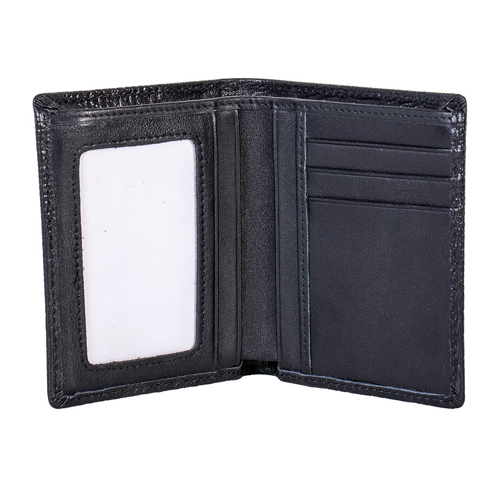 Embossed Leather For Man Horizontal Vertical Crocodile Head Textured Men's Wallet