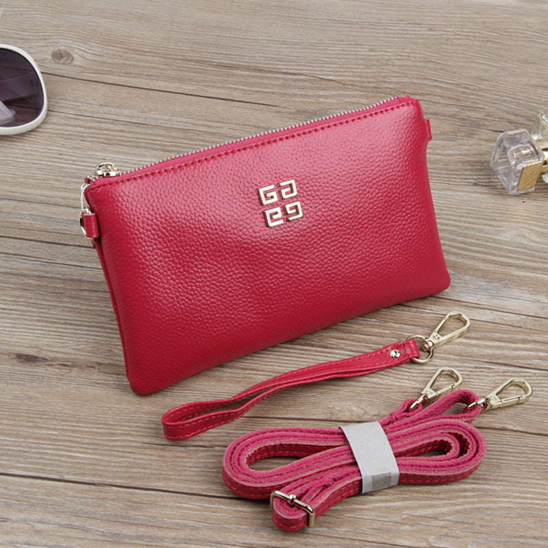 Women's Simple Cowhide Clutch Elegant Genuine Leather Bags