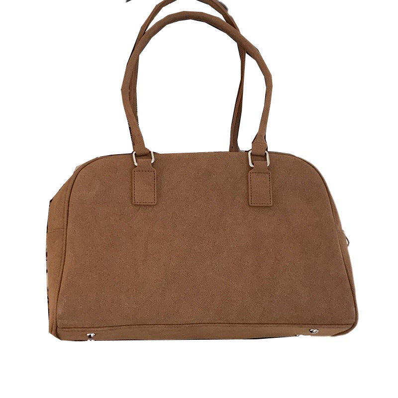 Women's Design Portable Commuter Suede Bowling Large Armpit Bags