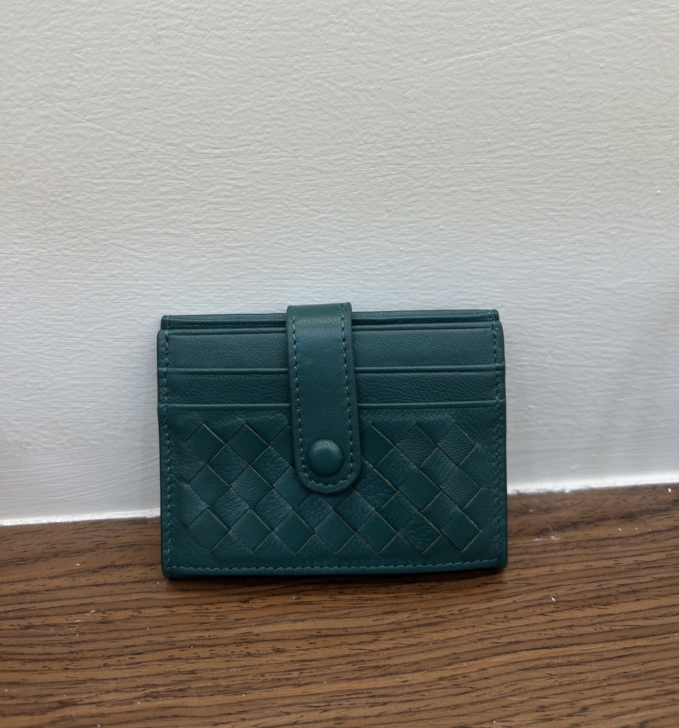 Women's & Men's & Sheepskin Leather Hand-woven Bank Woven Card Holder