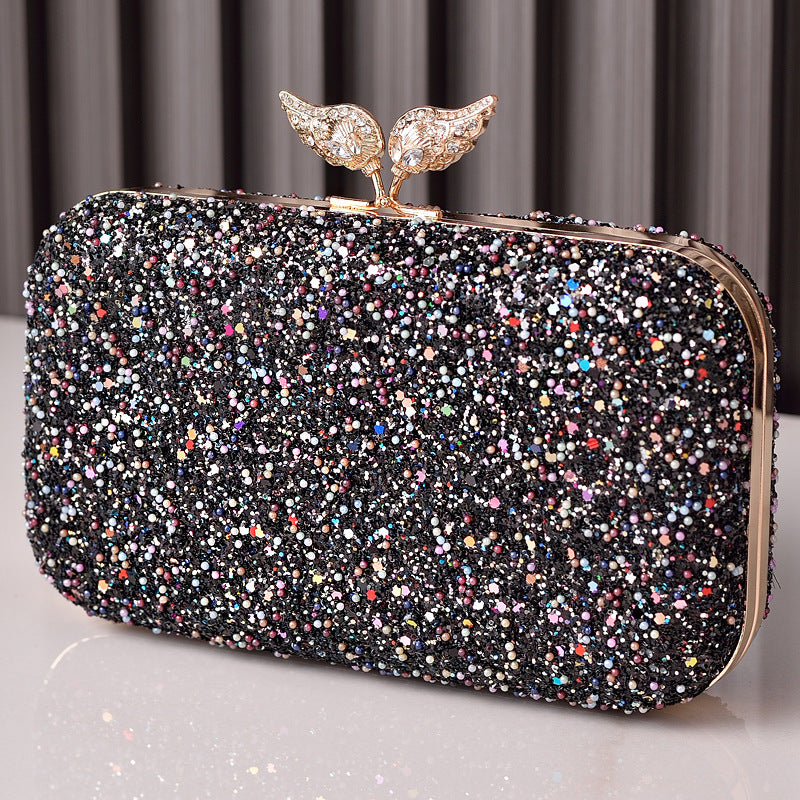Sequins Dinner Wings Diamond Decorations Dress Garment Black Evening Bags