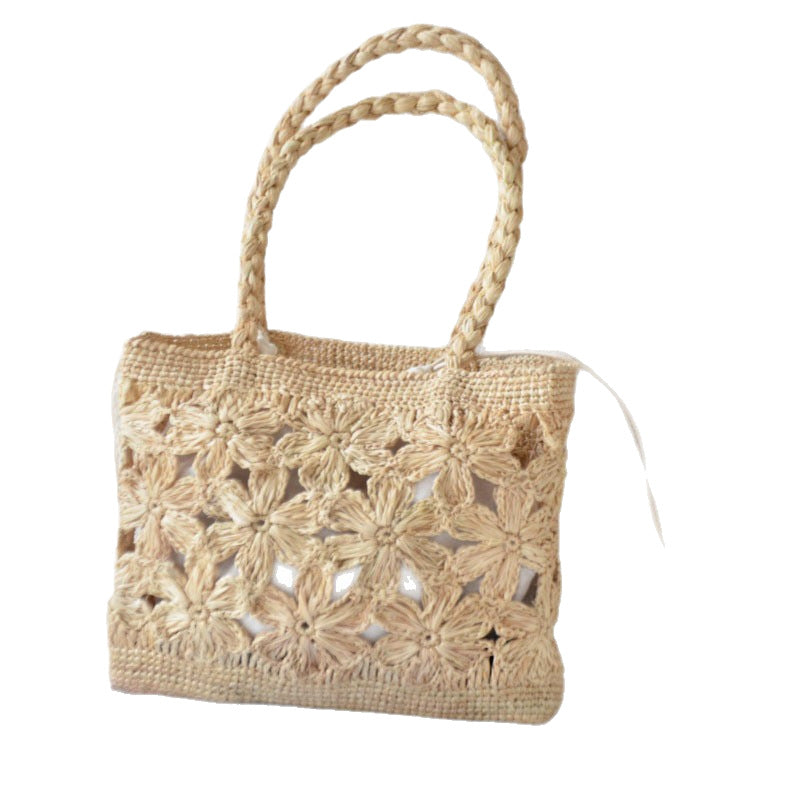 Women's Hollow Flower Raffia Woven Seaside Vacation Bags