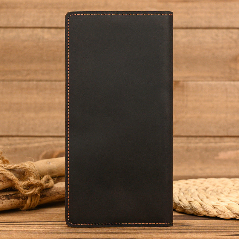 Men's Retro Crazy Horse Leather Full Long Cowhide Men's Wallet