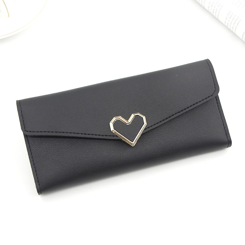 Women's Fashion Simple Heart-shaped Long Large Capacity Clutch Card Holder