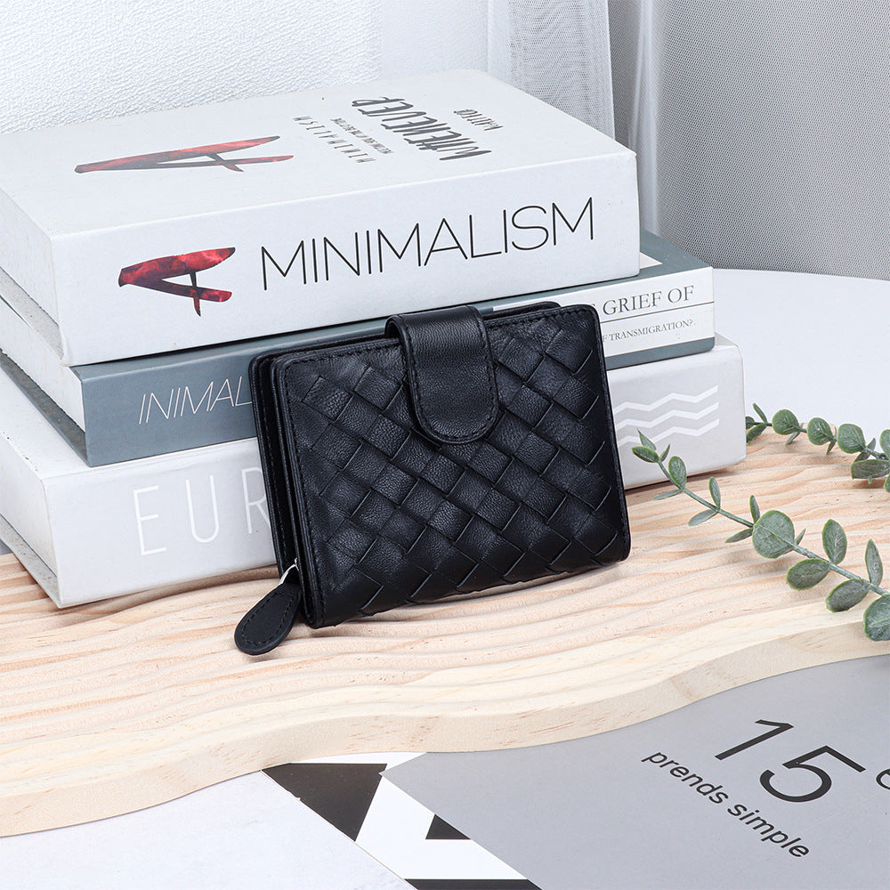 Leather Weave Unisex Multiple Slots One Ladies Wallets