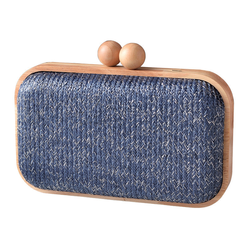 Frame Dinner Woven Fabric Clutch Daily Evening Bags