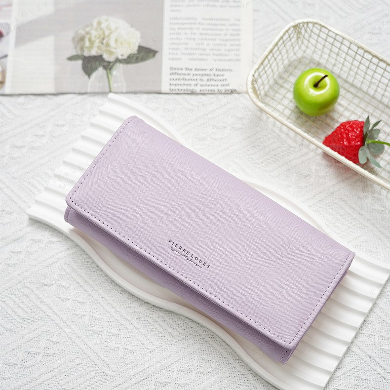 Women's Simple Large Capacity Clutch Cross Pattern Ladies Wallet