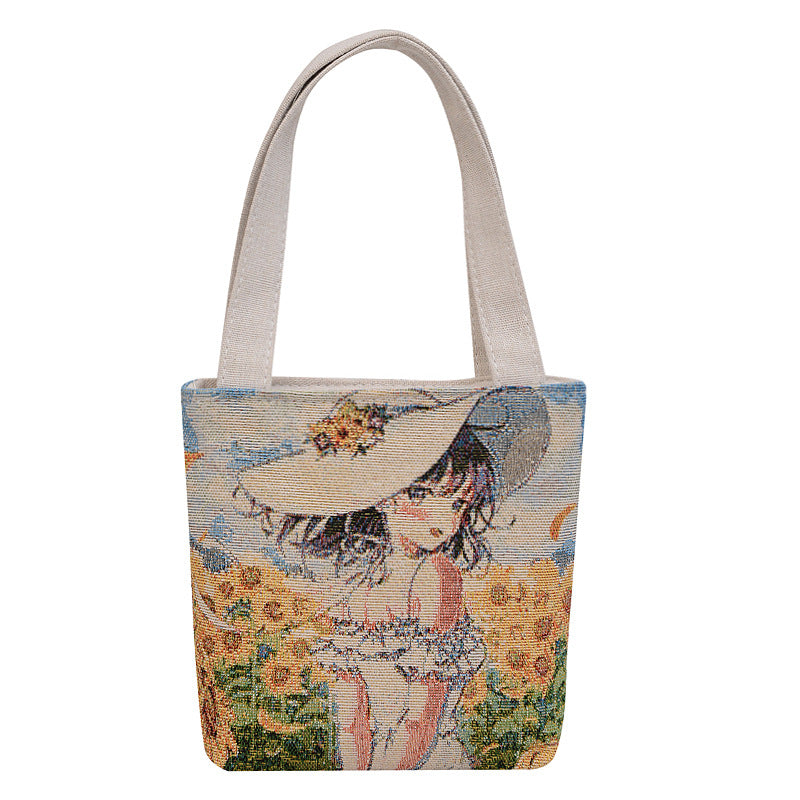 Women's Ethnic Style Elephant Embroidery Woven Flower One Women's Shoulder Bag