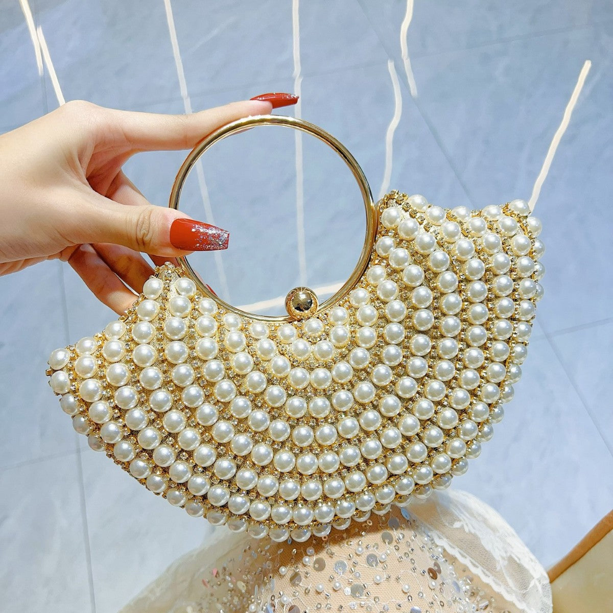 Women's Dinner Banquet Pearl Classic Style Diamond Handbags