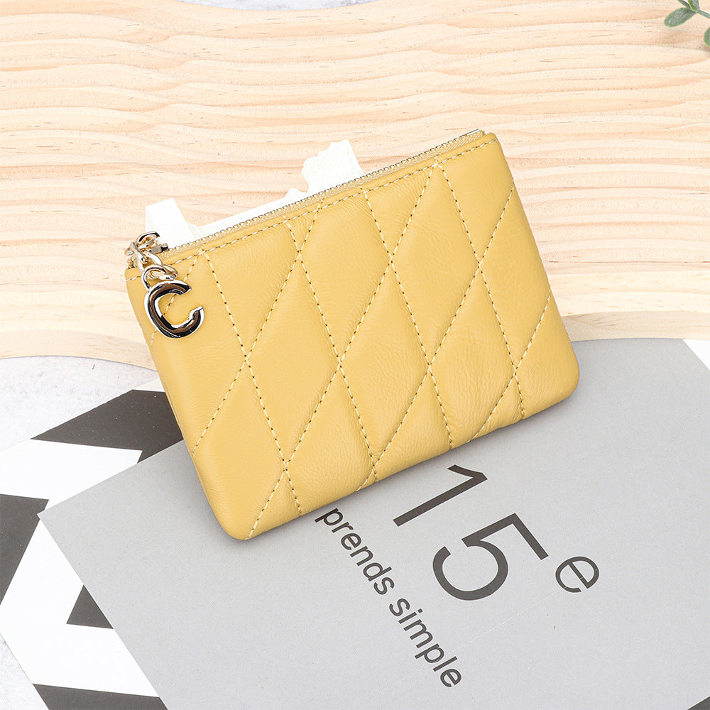 Women's Fashion Thin Section Zipper Leather Embroidered Ladies Wallet