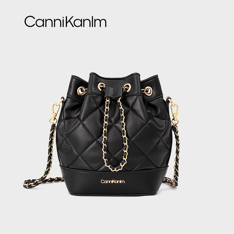 Women's Genuine Leather Advanced Texture Chain Bucket Bags