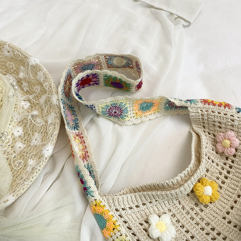 Women's Flower Hand-woven Summer Sea Side Vacation Bags