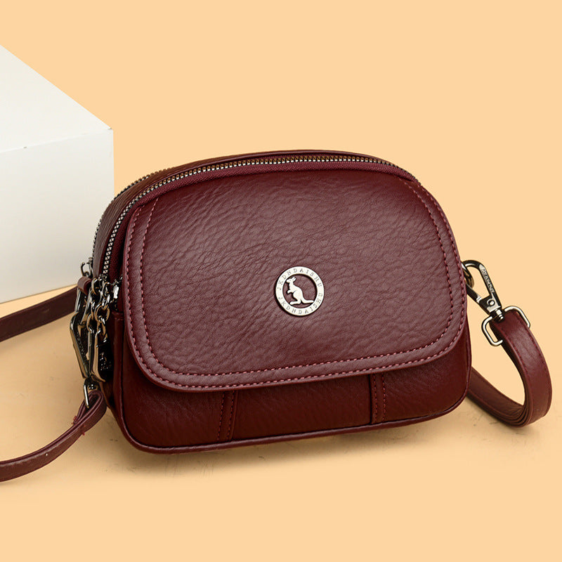 Soft Leather Round Chinese Style Kangaroo Retro Bags