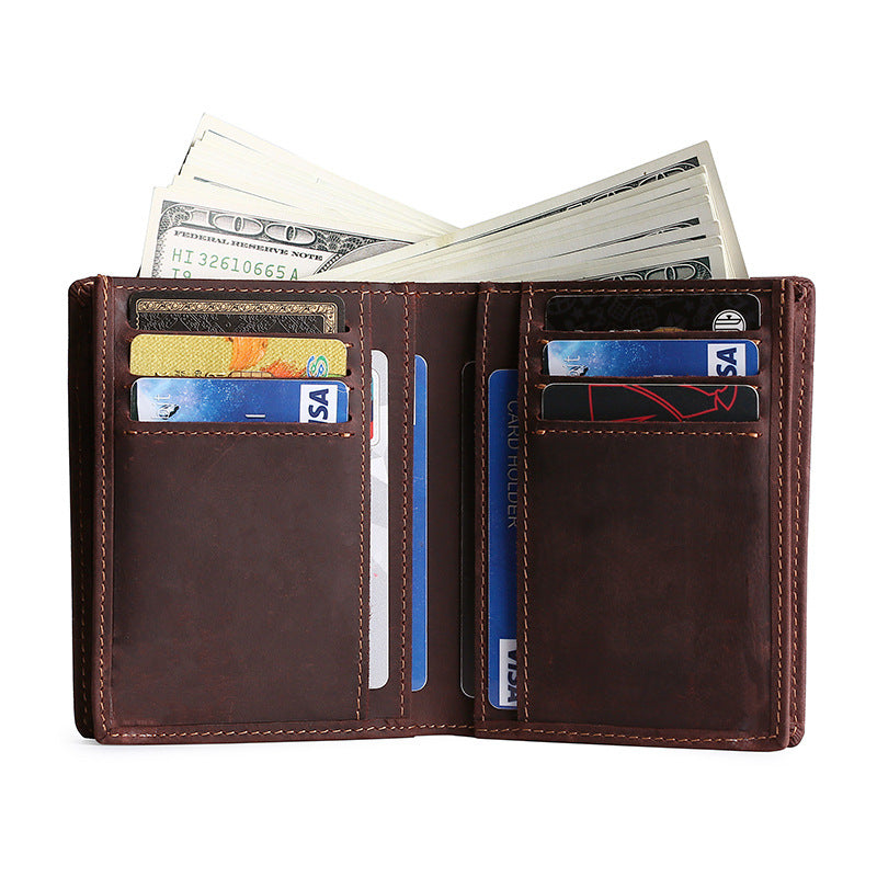 Men's Leather Retro Crazy Horse Minimalist Business Ladies Wallets