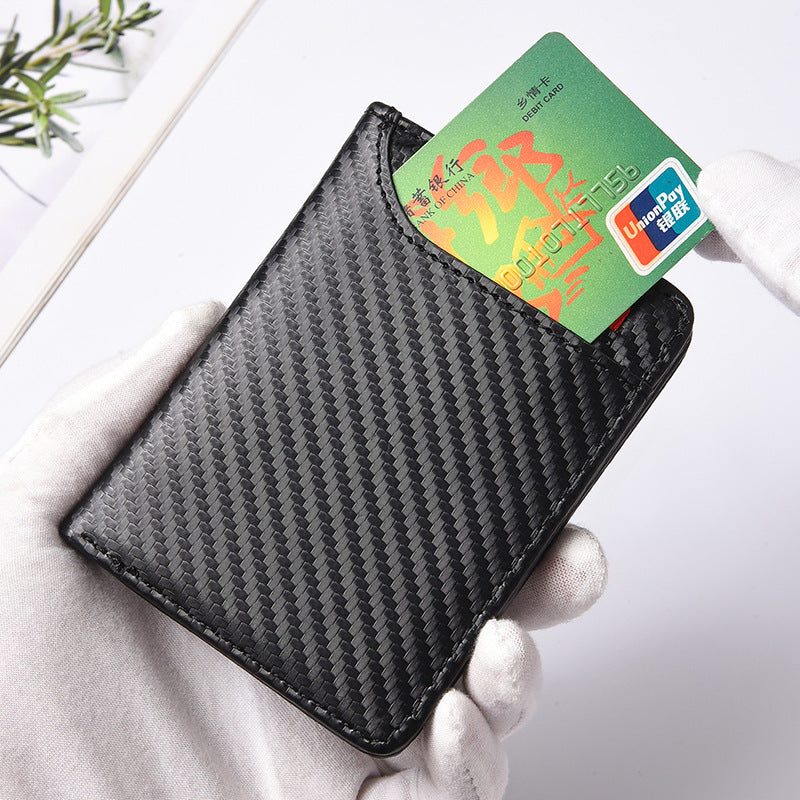 Men's Business Carbon Fiber Pattern Vertical American Men's Wallet