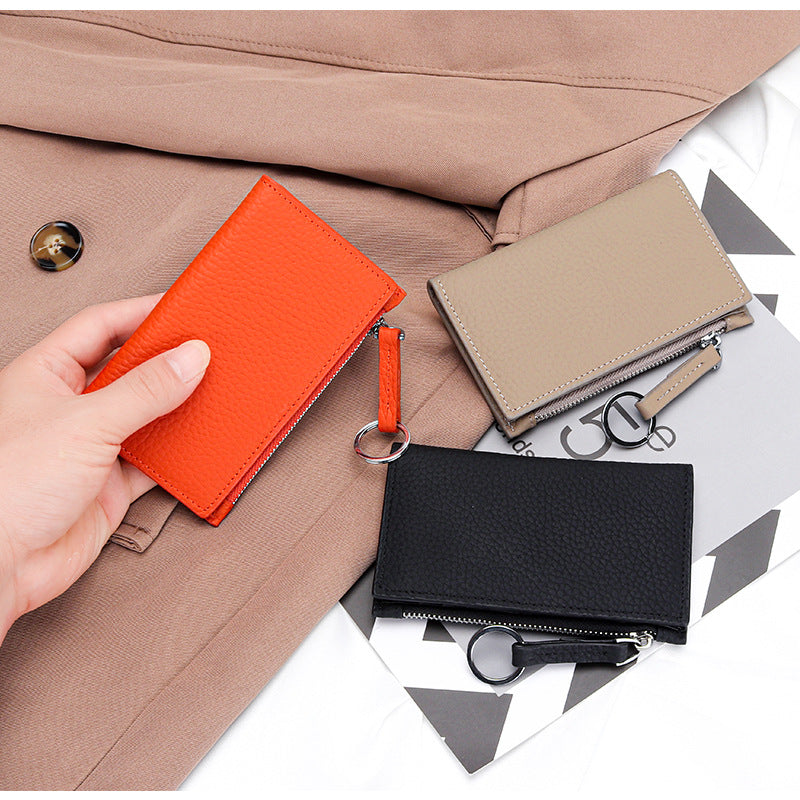 Women's Pure Cowhide Short Versatile Multiple Slots Coin Purses