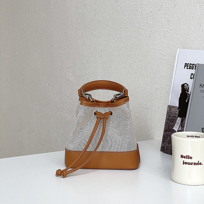 Women's Korean Style Canvas Artistic Stitching Design Crossbody Bags