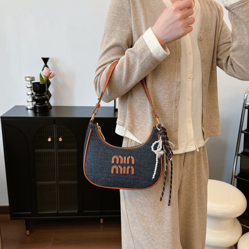 Women's Denim Crescent-shaped Underarm Fashion Selenodont Armpit Bags