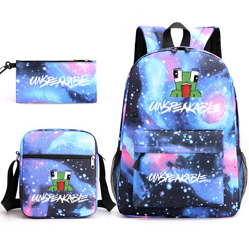 Innovative Fashion Creative Pattern Pencil Three-piece Backpacks